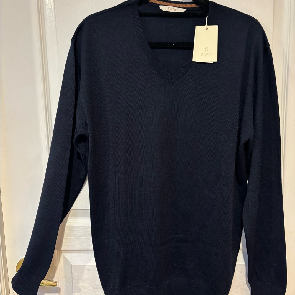 Men's Sayki Navy V-Neck Sweater
